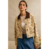 HORSE PRINT CORDUROY COLLAR JACKET