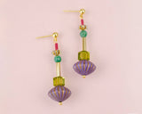 Purple Fluted Dangle Earrings