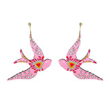 Pink Sparrow Hoop Earrings