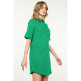 Short Sleeve Collared Button Dress