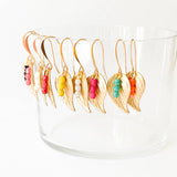 Small leaf earrings with colorful beads
