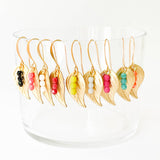 Small leaf earrings with colorful beads