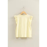 Ruffle Cap Sleeve Crew Neck Top