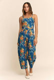 FLORAL JUMPSUIT SPAGHETTI STRAPS SQUARE NECKLINE