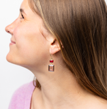 Veronica Two Tone Color Cut Glass Dangle Earring Red