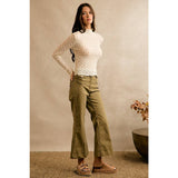FLORAL STRETCH LACE LAYERED LONG SLEEVES KNIT TOP