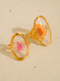 Flint 18K Gold Non-Tarnish Pink Floral Statement Ring