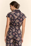 PRINTED SCUBA ZIPPER FRONT JUMPSUIT
