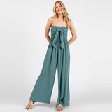 Front Tie Tank Top Wide Leg Jumpsuit - VNJU60417