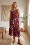 Retro Dot Tank & Midi Skirt Set