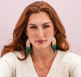 Claire Ombre Beaded Fringe Earrings Emerald Green Wholesale