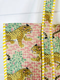 Cotton Quilted Block Print Tote Bag - Beige Jaguars Leopards