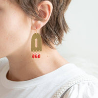 Colorful Brass and Bead Arch Earrings