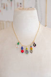 Colorful and Bright Beaded Charm Necklace