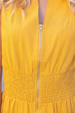 36667 Smocked Waist Zip Up Sleeveless Mini Dress