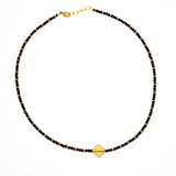 Beaded Glass Necklace with Square Bead