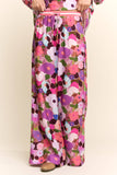 DP67057-FLORAL PRINT WIDE-LEG PANTS WITH DRAWSTRING WAIST
