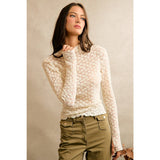 FLORAL STRETCH LACE LAYERED LONG SLEEVES KNIT TOP