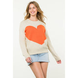 Colorblock Heart Knit Sweater