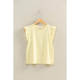 Ruffle Cap Sleeve Crew Neck Top