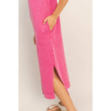 Mineral Wash Cap Sleeve Midi Dress