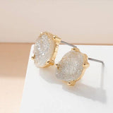 Druzy Sparkly Stone Crystals Stud Earrings