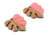 Resin and Wood Monstera Leaf Earrings