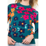 Flower Rib Knit Sweater