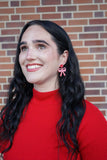 Bow Earrings - Red Shimmer // Christmas, Holiday, Jewelry