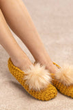 Knitted Slippers with Pom Pom: BLUSH / S/M
