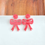 Bow Earrings - Red Shimmer // Christmas, Holiday, Jewelry