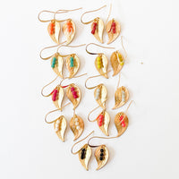Small leaf earrings with colorful beads