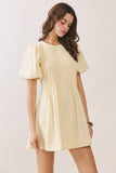 CD06182-Pleated Detail Back Hidden Zipper A Line Dress