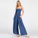 Front Tie Tank Top Wide Leg Jumpsuit - VNJU60417