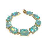 Emerald Cut Glass Crystal Linked Statement Bracelet