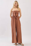 Front Tie Tank Top Wide Leg Jumpsuit - VNJU60417