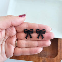 Bow Studs - Black Glitter // Game Day Earrings