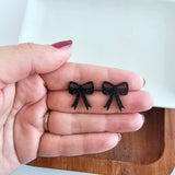 Bow Studs - Black Glitter // Game Day Earrings