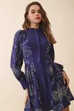 CD06295-Botanical Print Mandarin Collar Button Front dress