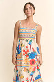 SQUARE NECK STRAPPY MIDI SUNDRESS TIERED SKIRT