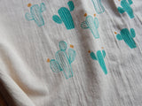 Cacti Towel, Handprinted Cotton Kitchen Towel, Cactus