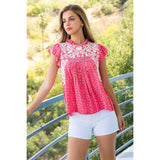 Embroidered Ruffled Top