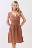 SURPLICE SMOCKED WAIST MINI DRESS - VJD400097