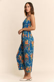 FLORAL JUMPSUIT SPAGHETTI STRAPS SQUARE NECKLINE