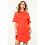 Short Sleeve Collared Button Dress