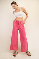 Cotton Poly Cropped Wide Pant