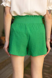 34339 Wide Elastic Waist Textured Shorts
