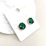 Sterling Silver S925 Post 12mm Round Glass Stud Earrings