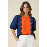 Romantic Wave Glam Scallop Blouse