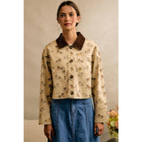 HORSE PRINT CORDUROY COLLAR JACKET